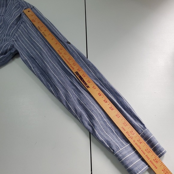 Gramicci Mens Stripe Roll Tab Shirt Medium Blue Button Up Casual Outdoors - Picture 10 of 12